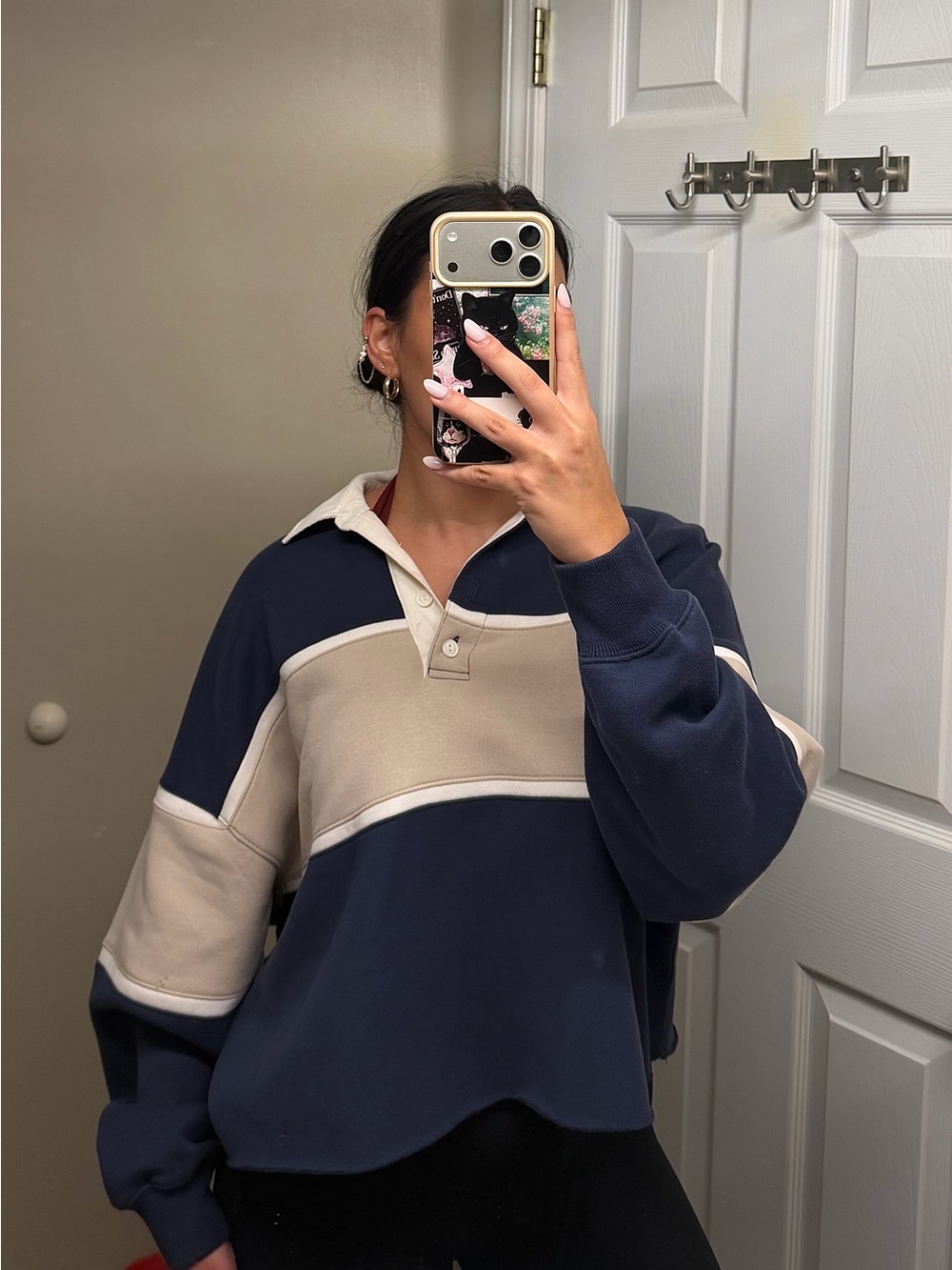 Abercrombie & Fitch Navy Colorblock Rugby Polo